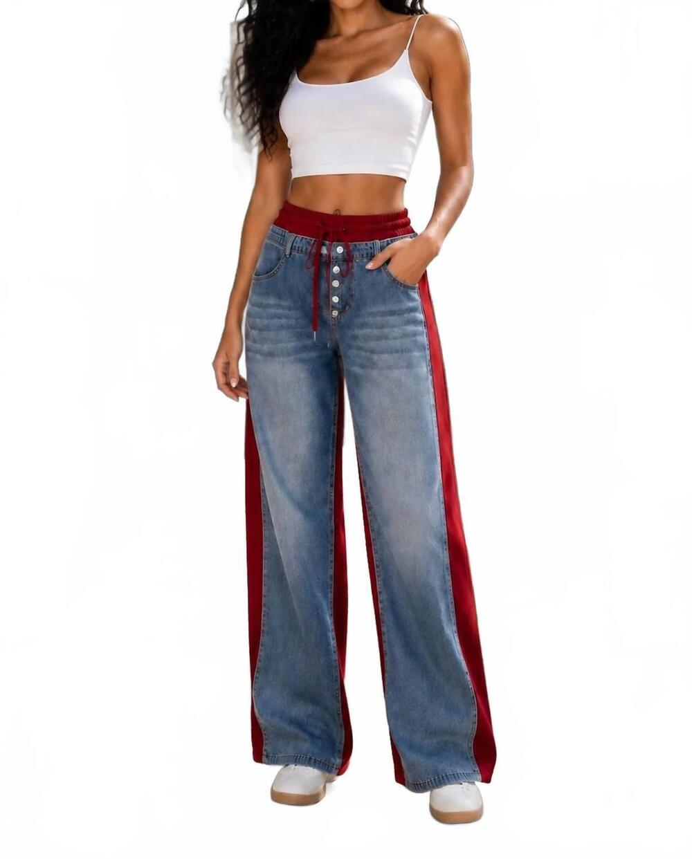 NEW SURELYMINE apex hybrid wide leg jeans in red